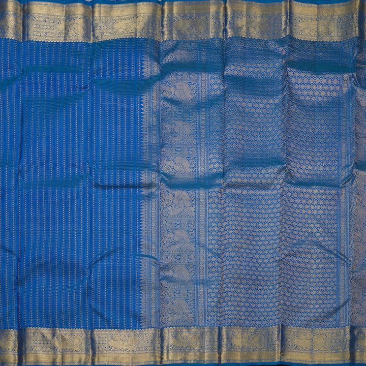 Hayagrivas Handloom Peacock Blue Kanjivaram Silk Saree KBF682G14-5