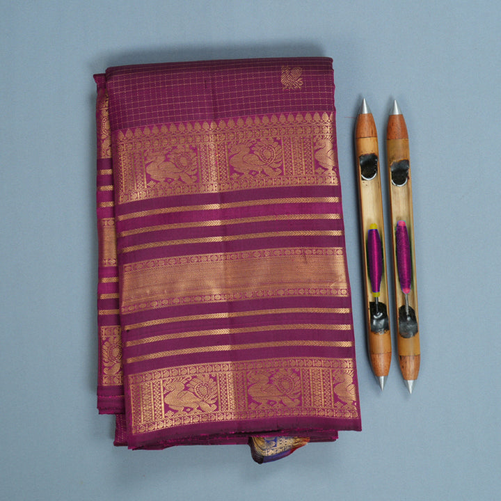 Hayagrivas Handloom Purple Kanjivaram Silk Saree KBF682G8-2