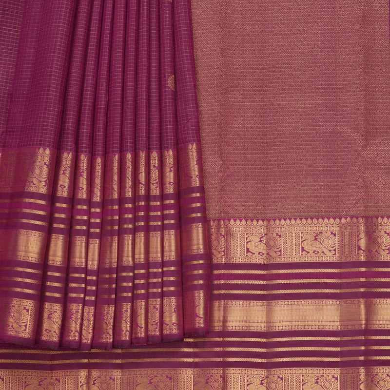 Hayagrivas Handloom Purple Kanjivaram Silk Saree KBF682G8-2