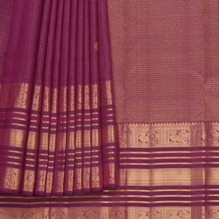 Hayagrivas Handloom Purple Kanjivaram Silk Saree KBF682G8-2