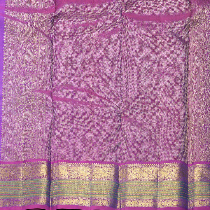 Hayagrivas Handloom Mayilkazhuthu Kanjivaram Silk Saree with Purple Border KBF683G1-1