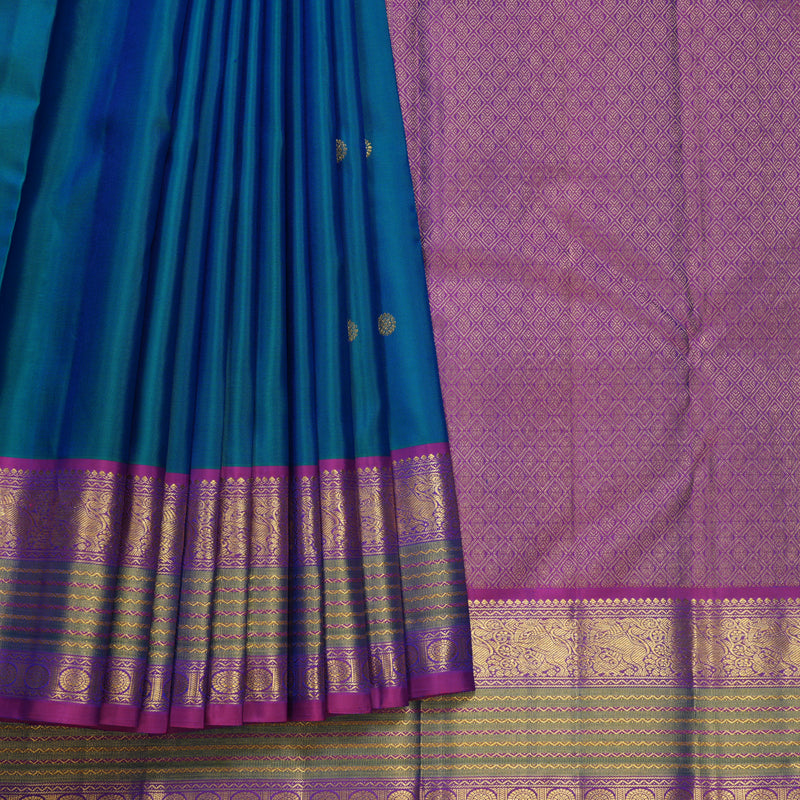Hayagrivas Handloom Mayilkazhuthu Kanjivaram Silk Saree with Purple Border KBF683G1-1