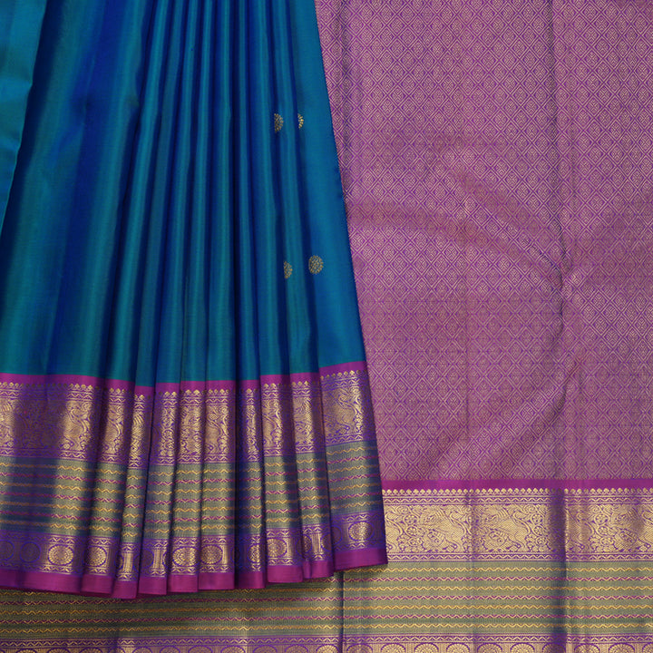 Hayagrivas Handloom Mayilkazhuthu Kanjivaram Silk Saree with Purple Border KBF683G1-1