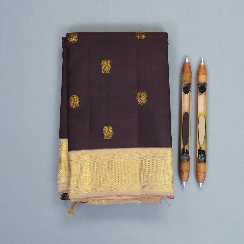 Hayagrivas Handloom Deep Nagapazham Kanjivaram Silk Saree with Cream Border KBF683G2-1