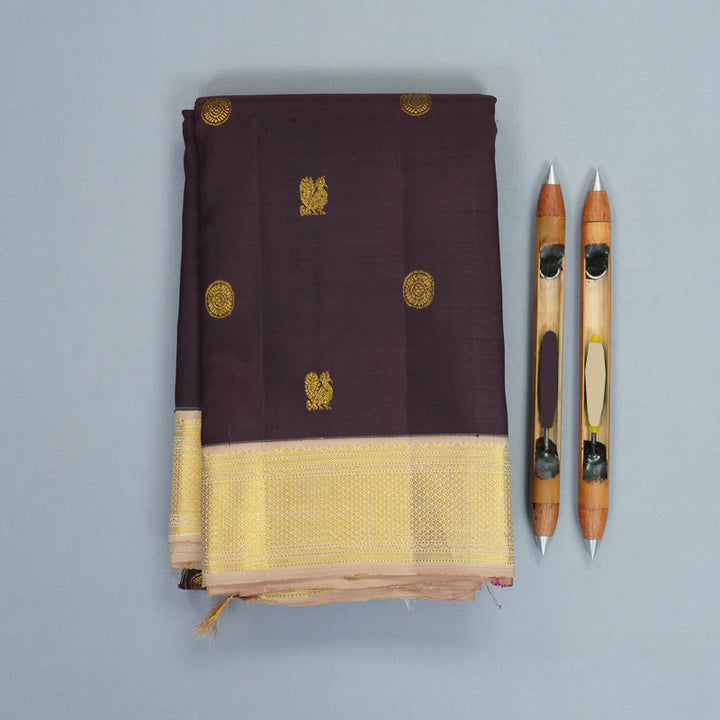 Hayagrivas Handloom Deep Nagapazham Kanjivaram Silk Saree with Cream Border KBF683G2-1