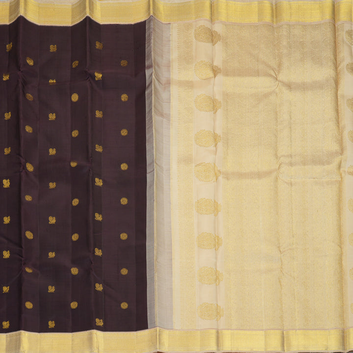Hayagrivas Handloom Deep Nagapazham Kanjivaram Silk Saree with Cream Border KBF683G2-1
