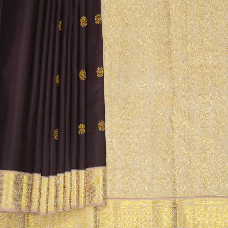 Hayagrivas Handloom Deep Nagapazham Kanjivaram Silk Saree with Cream Border KBF683G2-1