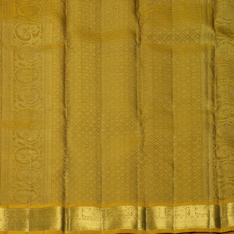 Hayagrivas Handloom MS Blue Kanjivaram Silk Saree with Sampanga Yellow Border KBF683G6-1
