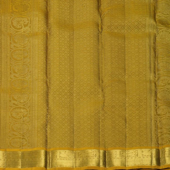 Hayagrivas Handloom MS Blue Kanjivaram Silk Saree with Sampanga Yellow Border KBF683G6-1