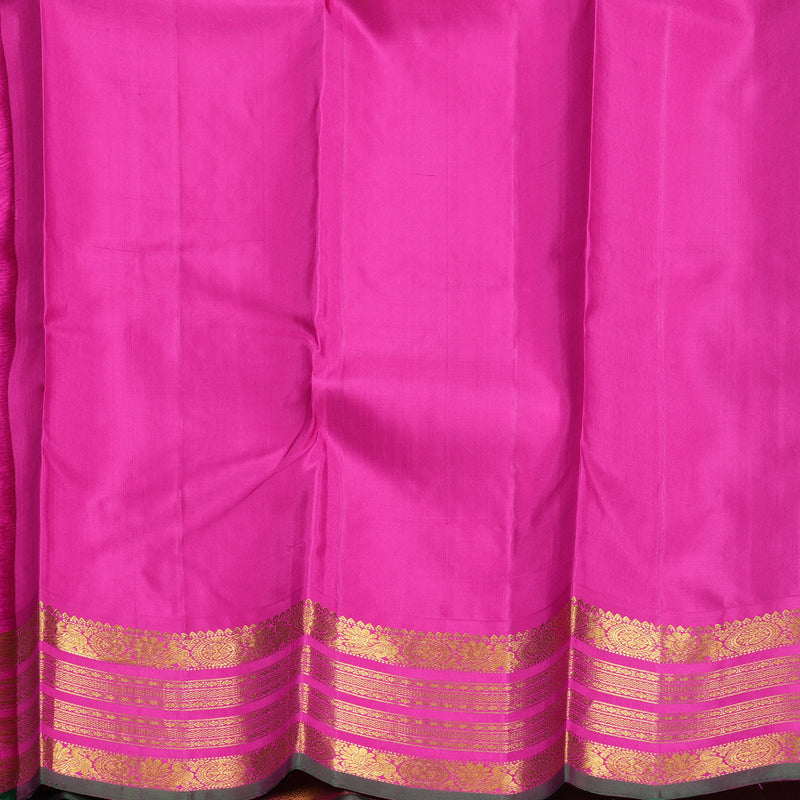 Hayagrivas Handloom Deep Ink Blue Kanjivaram Silk Saree with Rani Pink Border KBF686G2-2