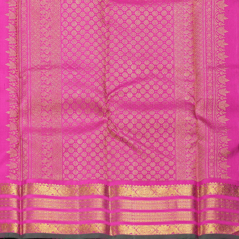 Hayagrivas Handloom Deep Ink Blue Kanjivaram Silk Saree with Rani Pink Border KBF686G2-2