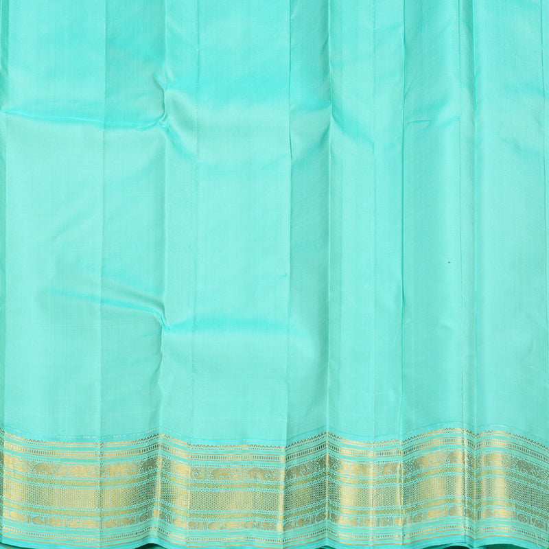 Hayagrivas Handloom Powder Pink Kanjivaram Silk Saree with Aqua Green Border KBF686G3-2