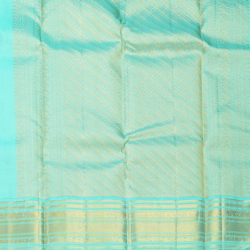 Hayagrivas Handloom Powder Pink Kanjivaram Silk Saree with Aqua Green Border KBF686G3-2
