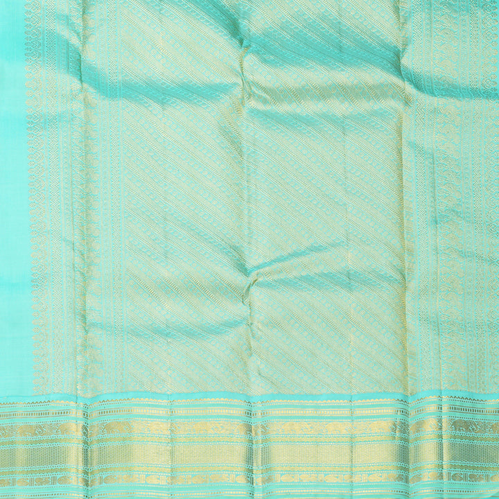 Hayagrivas Handloom Powder Pink Kanjivaram Silk Saree with Aqua Green Border KBF686G3-2