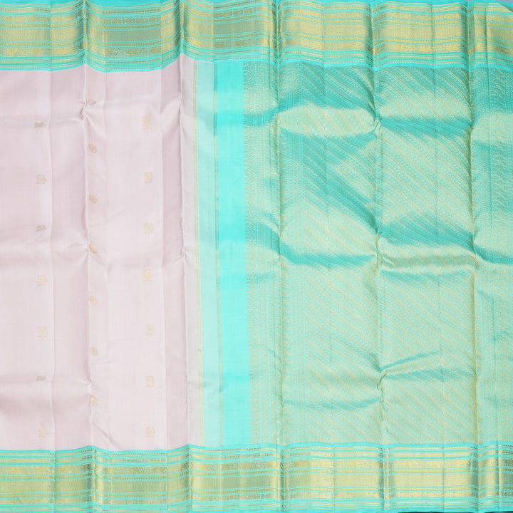 Hayagrivas Handloom Powder Pink Kanjivaram Silk Saree with Aqua Green Border KBF686G3-2