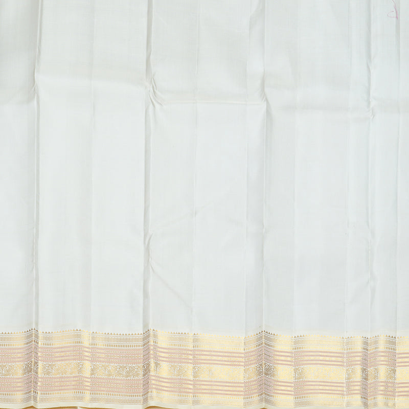 Hayagrivas Handloom Bottle Green Kanjivaram Silk Saree with Half-White Border KBF686G3-3