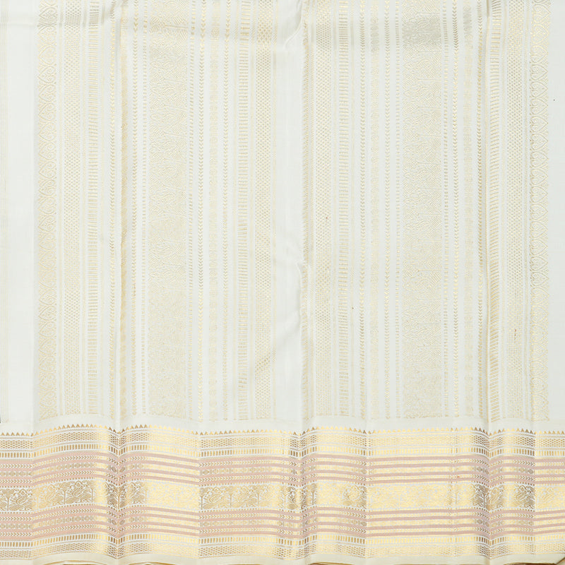 Hayagrivas Handloom Bottle Green Kanjivaram Silk Saree with Half-White Border KBF686G3-3