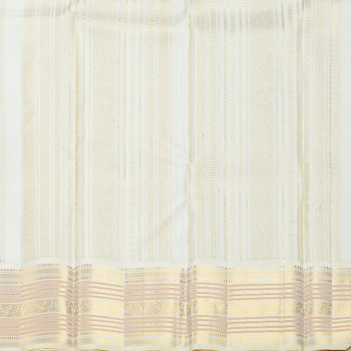 Hayagrivas Handloom Bottle Green Kanjivaram Silk Saree with Half-White Border KBF686G3-3