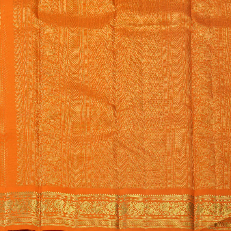 Hayagrivas Handloom Orange Kanjivaram Silk Saree KBF686G4-1