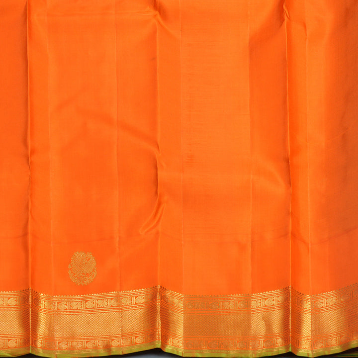 Hayagrivas Handloom Bottle Green Kanjivaram Silk Saree with Orange Border KBF686G5-1