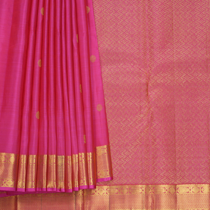 Hayagrivas Handloom Rani Pink Kanjivaram Silk Saree KBF687G1-1