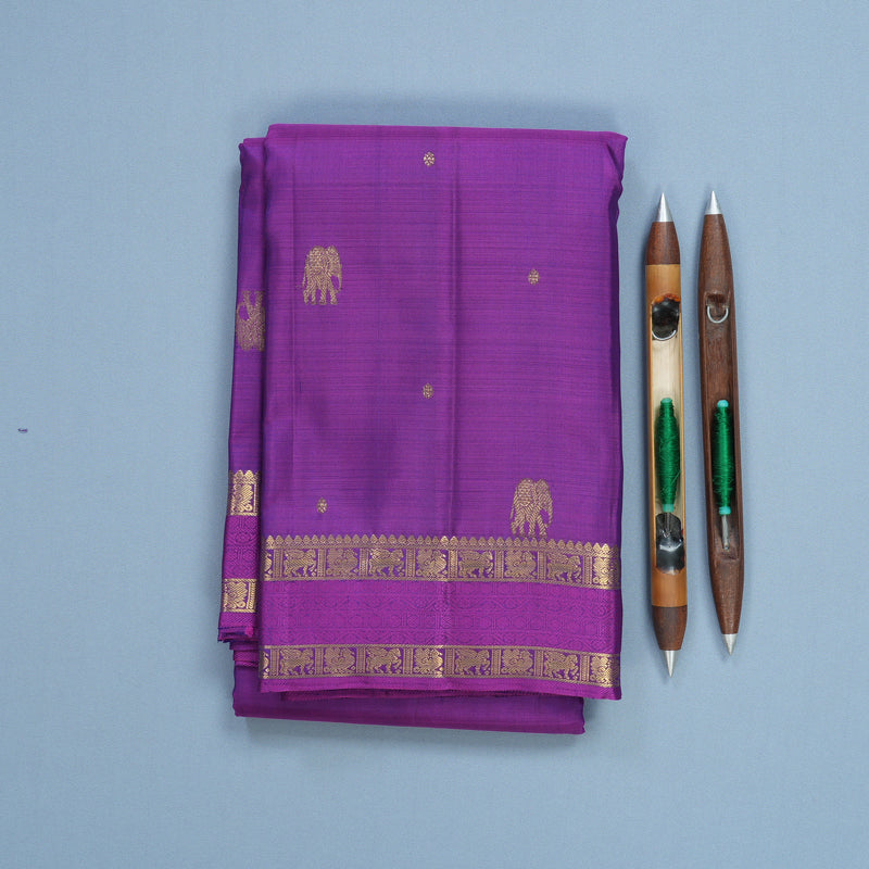 Hayagrivas Handloom Purple Kanjivaram Silk Saree KBF687G1-4