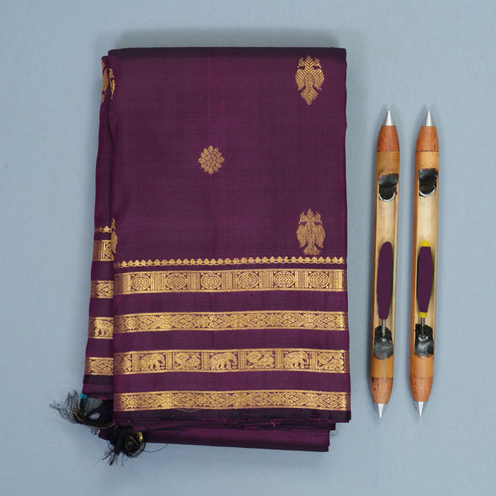 Hayagrivas Handloom Purple Kanjivaram Silk Saree KBF687G1-5