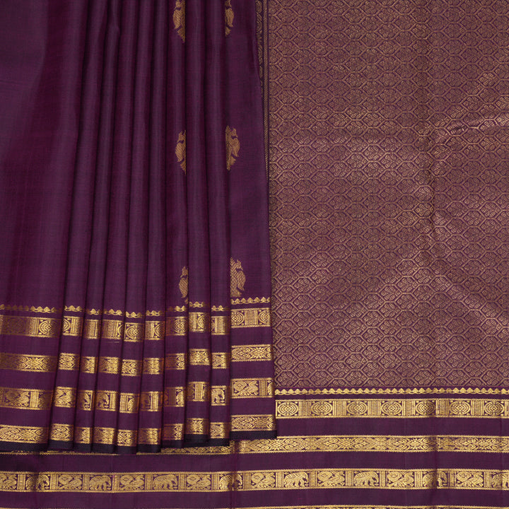 Hayagrivas Handloom Purple Kanjivaram Silk Saree KBF687G1-5