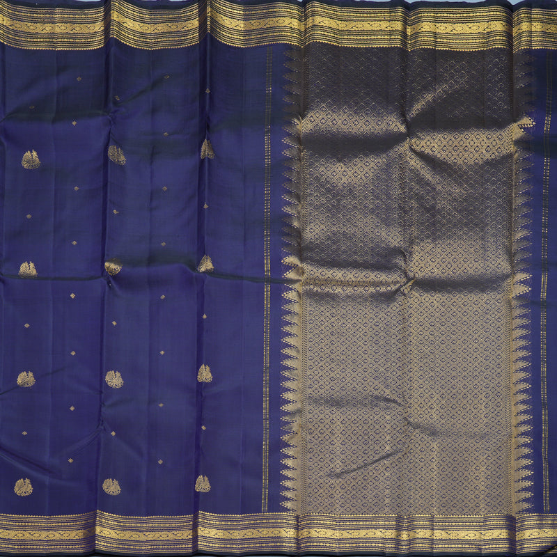 Hayagrivas Handloom Navy Blue Kanjivaram Silk Saree KBF687G1-6