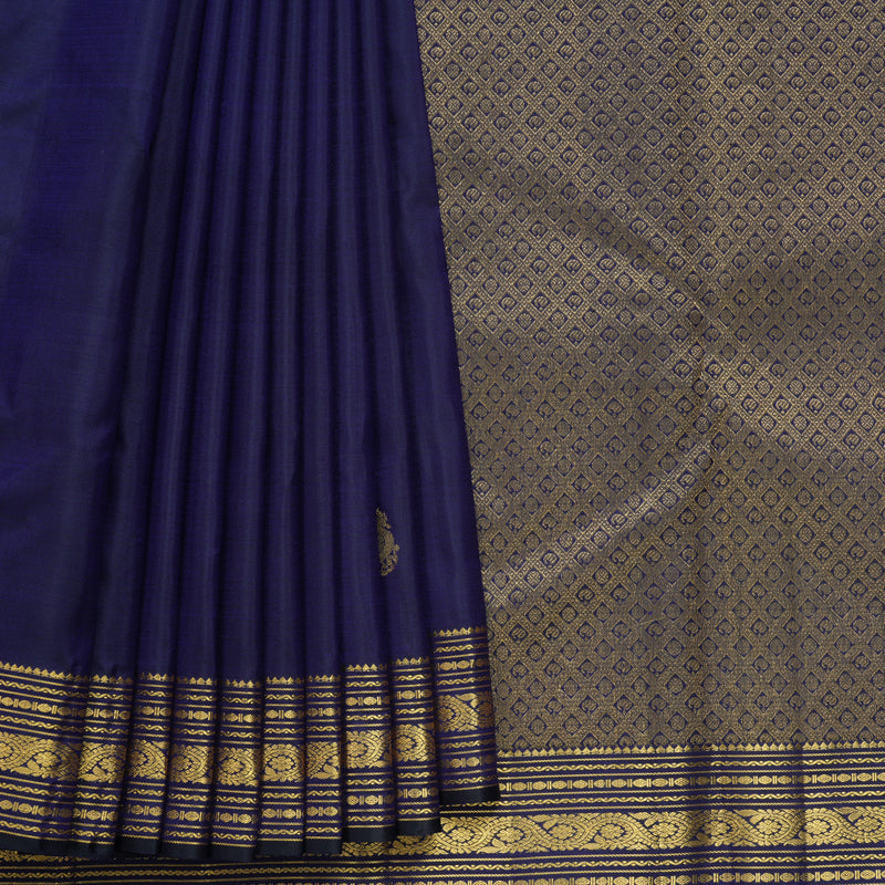 Hayagrivas Handloom Navy Blue Kanjivaram Silk Saree KBF687G1-6