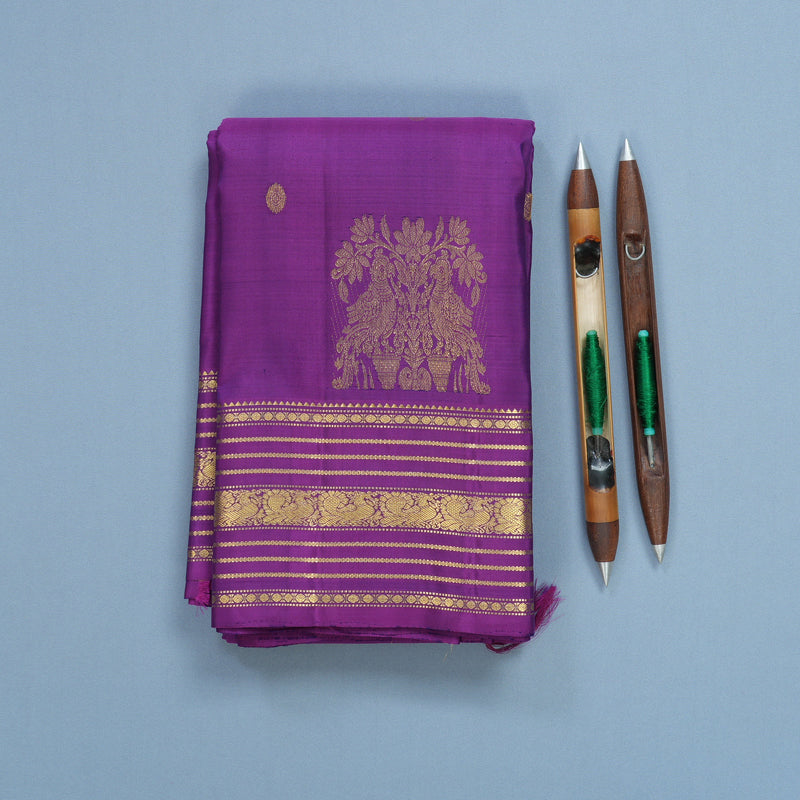 Hayagrivas Handloom Purple Kanjivaram Silk Saree KBF687G2-10