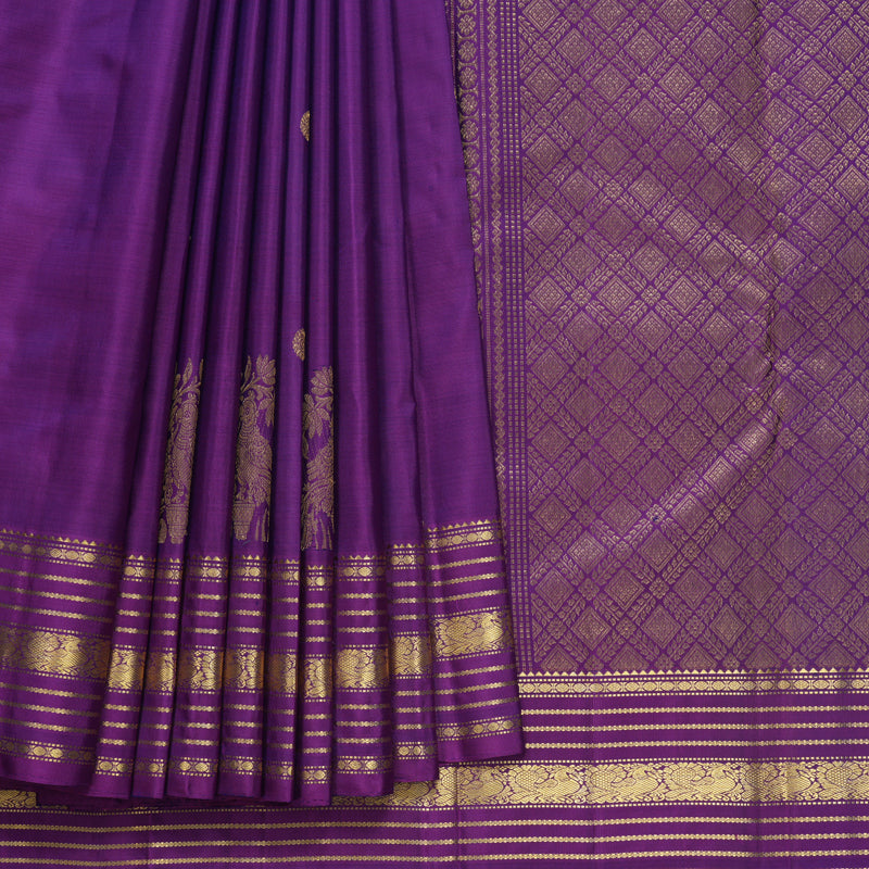 Hayagrivas Handloom Purple Kanjivaram Silk Saree KBF687G2-10