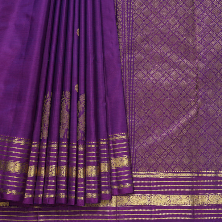 Hayagrivas Handloom Purple Kanjivaram Silk Saree KBF687G2-10