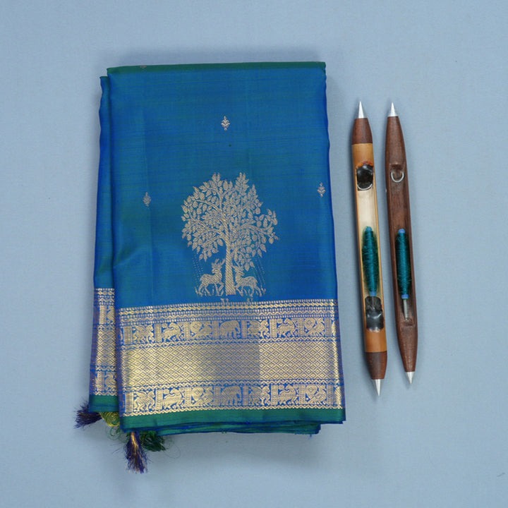 Hayagrivas Handloom Mayilkazhuthu Kanjivaram Silk Saree KBF687G2-5