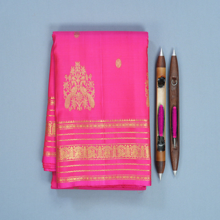 Hayagrivas Handloom Rani Pink Kanjivaram Silk Saree KBF687G2-6