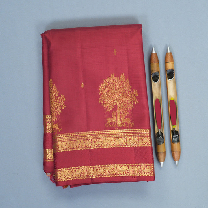 Hayagrivas Handloom Maroon Kanjivaram Silk Saree KBF687G2-8