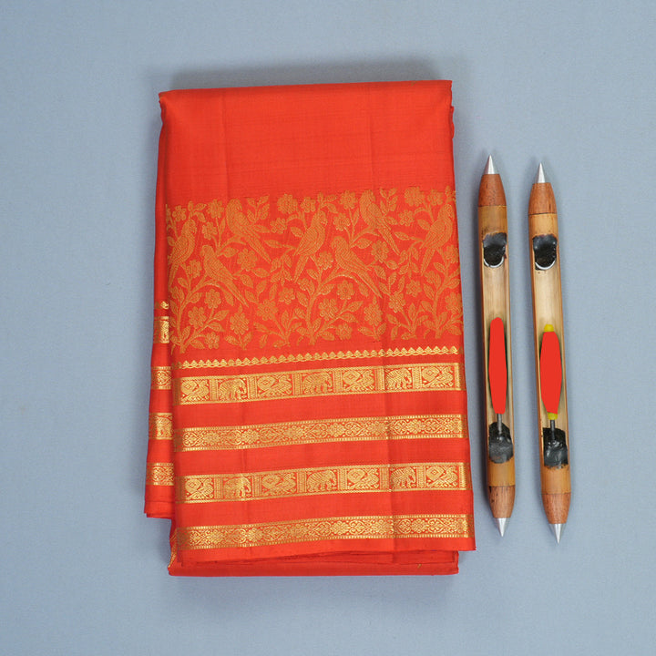 Hayagrivas Handloom Red Kanjivaram Silk Saree KBF687G3-1