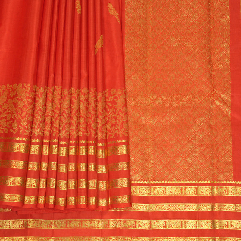 Hayagrivas Handloom Red Kanjivaram Silk Saree KBF687G3-1