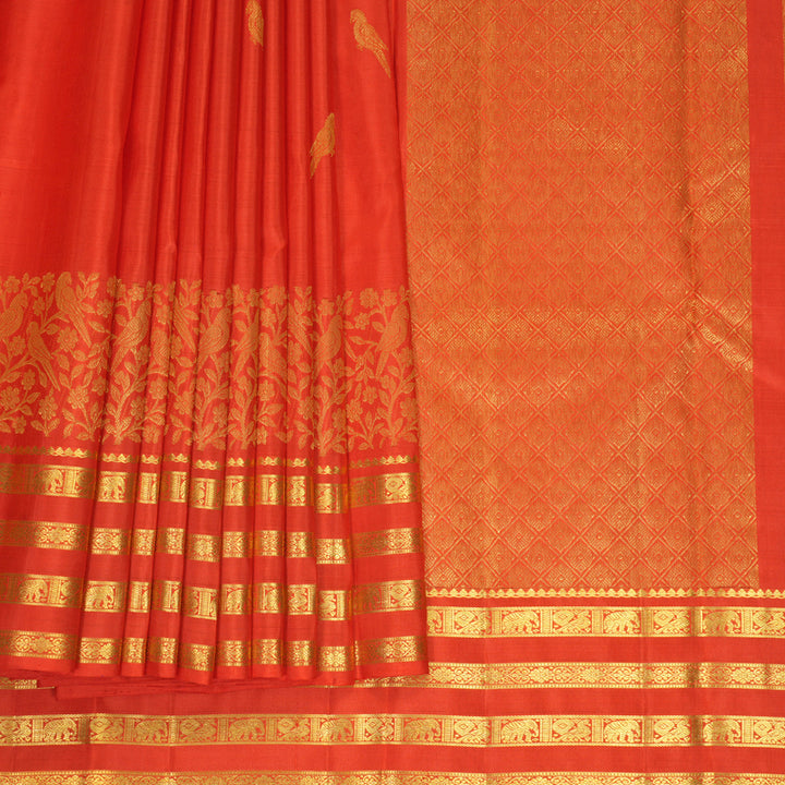 Hayagrivas Handloom Red Kanjivaram Silk Saree KBF687G3-1