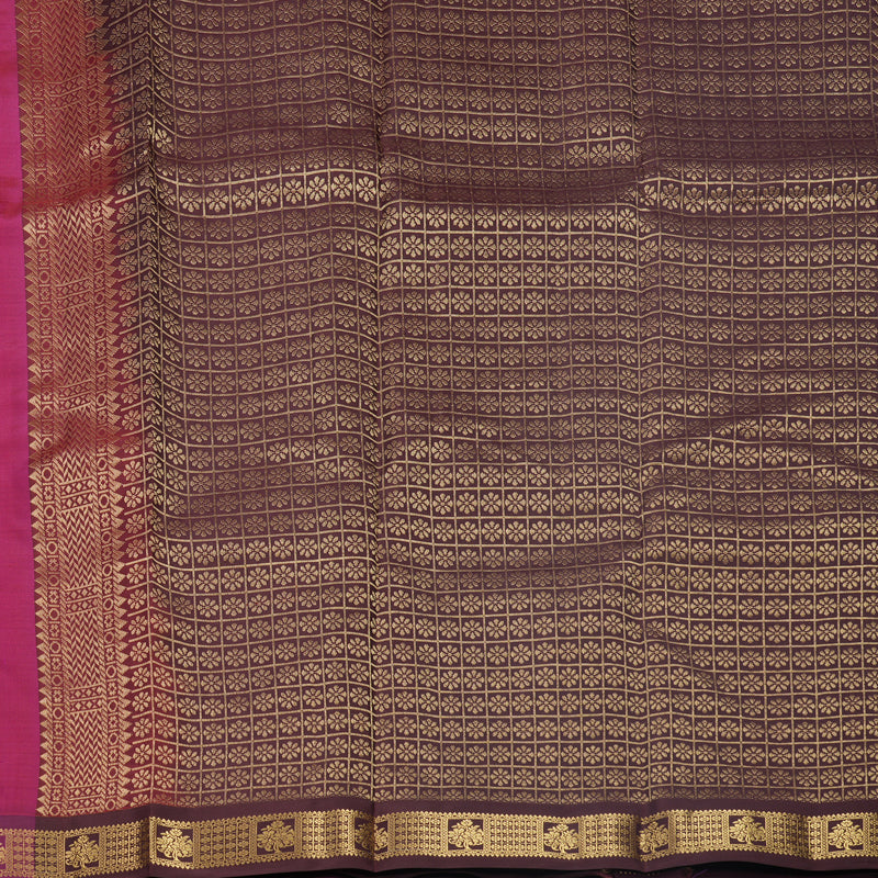 Hayagrivas Handloom Dark Pink Kanjivaram Silk Saree with Purple Border KBF688G1-13