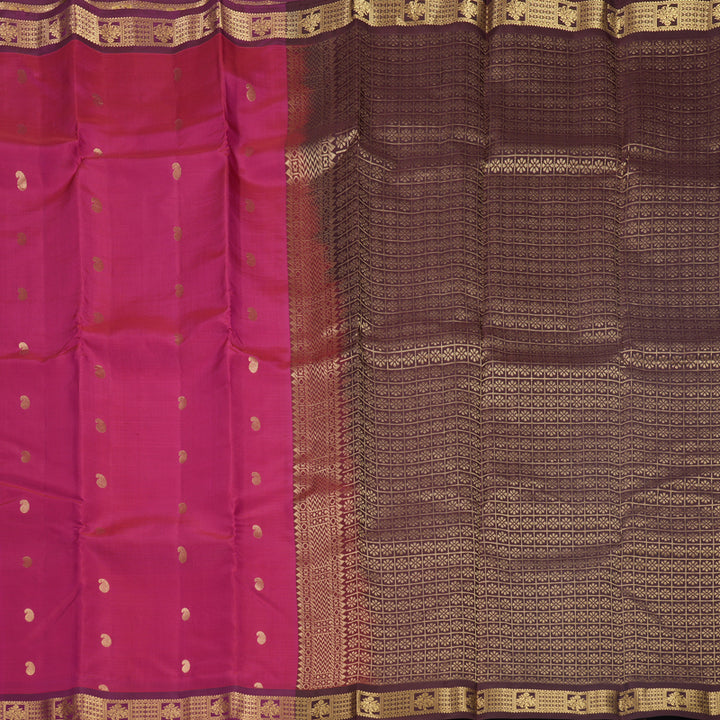 Hayagrivas Handloom Dark Pink Kanjivaram Silk Saree with Purple Border KBF688G1-13