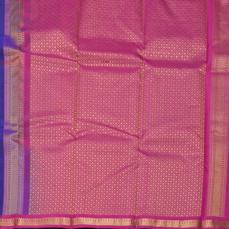 Hayagrivas Handloom Royal Blue Kanjivaram Silk Saree with Purple Border KBF688G1-17