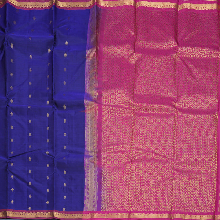 Hayagrivas Handloom Royal Blue Kanjivaram Silk Saree with Purple Border KBF688G1-17