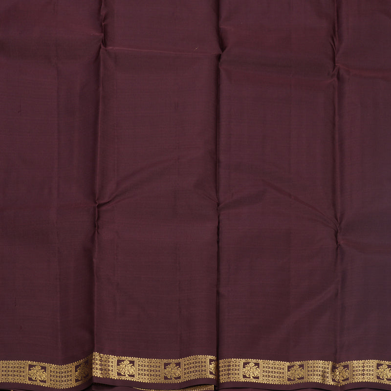 Hayagrivas Handloom Deep Blue Kanjivaram Silk Saree with Dark Brown Border KBF688G1-24