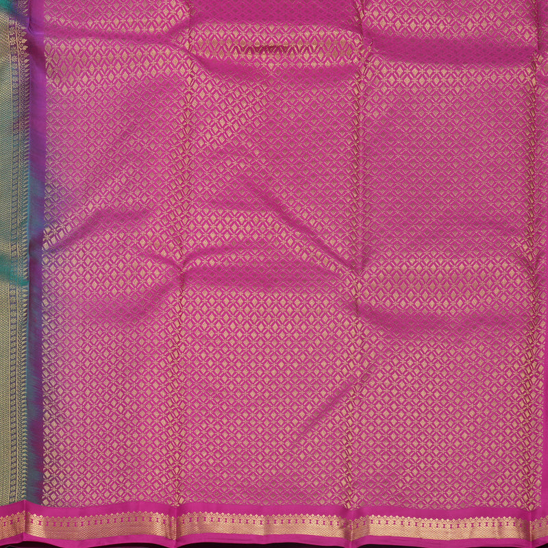 Hayagrivas Handloom Green Kanjivaram Silk Saree with Purple Border KBF688G1-3