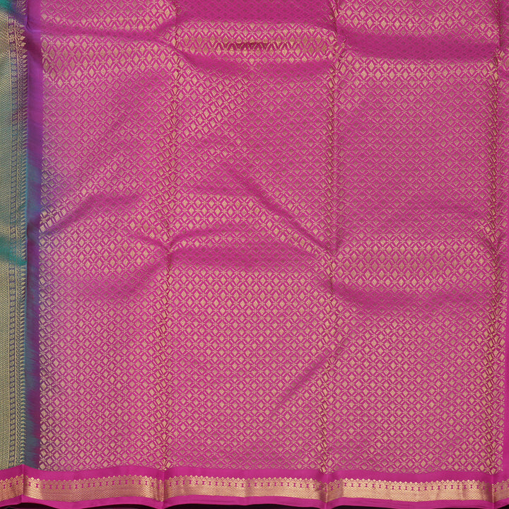 Hayagrivas Handloom Green Kanjivaram Silk Saree with Purple Border KBF688G1-3
