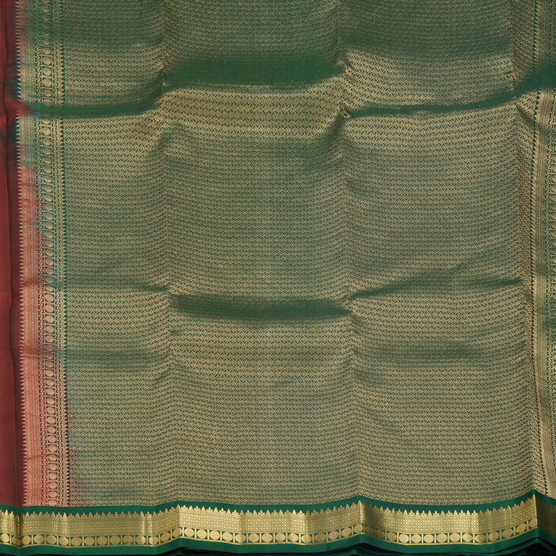 Hayagrivas Handloom Manthalir Kanjivaram Silk Saree with Bottle Green Border KBF688G1-9