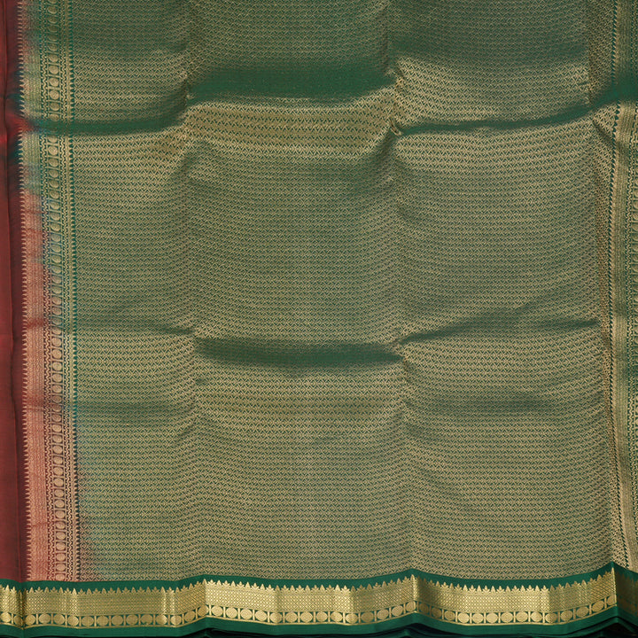 Hayagrivas Handloom Manthalir Kanjivaram Silk Saree with Bottle Green Border KBF688G1-9