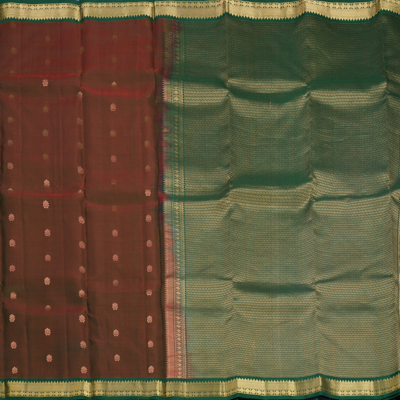 Hayagrivas Handloom Manthalir Kanjivaram Silk Saree with Bottle Green Border KBF688G1-9