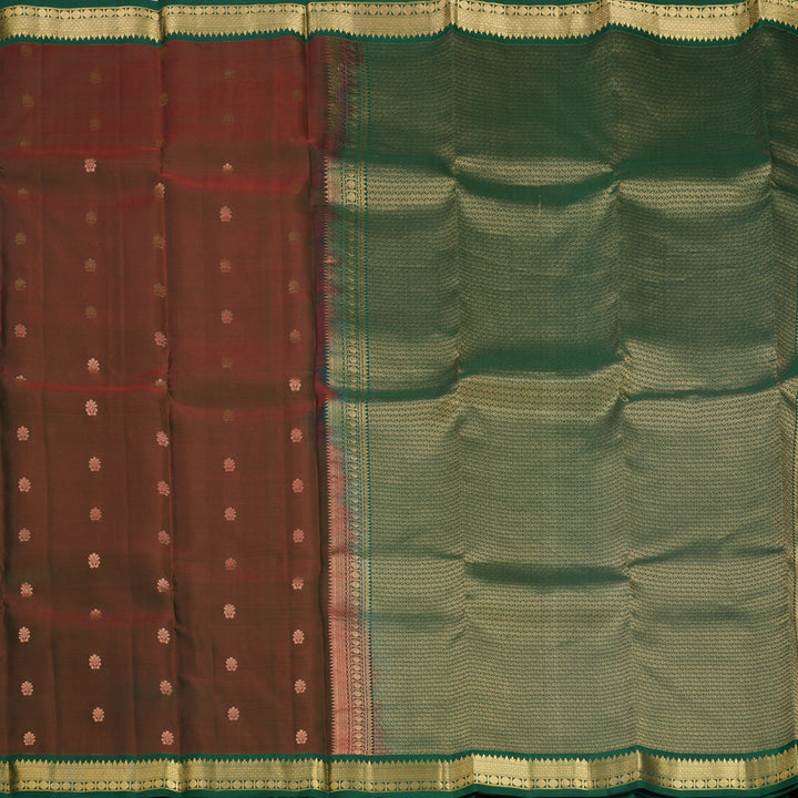 Hayagrivas Handloom Manthalir Kanjivaram Silk Saree with Bottle Green Border KBF688G1-9